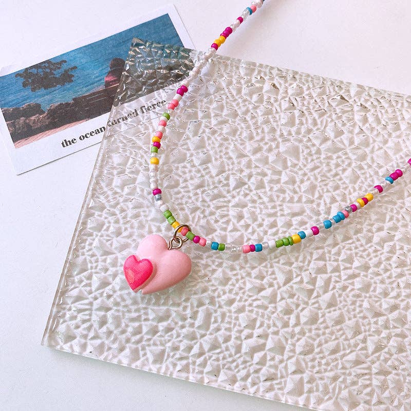 Cute Children’s Butterfly Heart Clavicle Necklace Dopamine Girl Jewelry