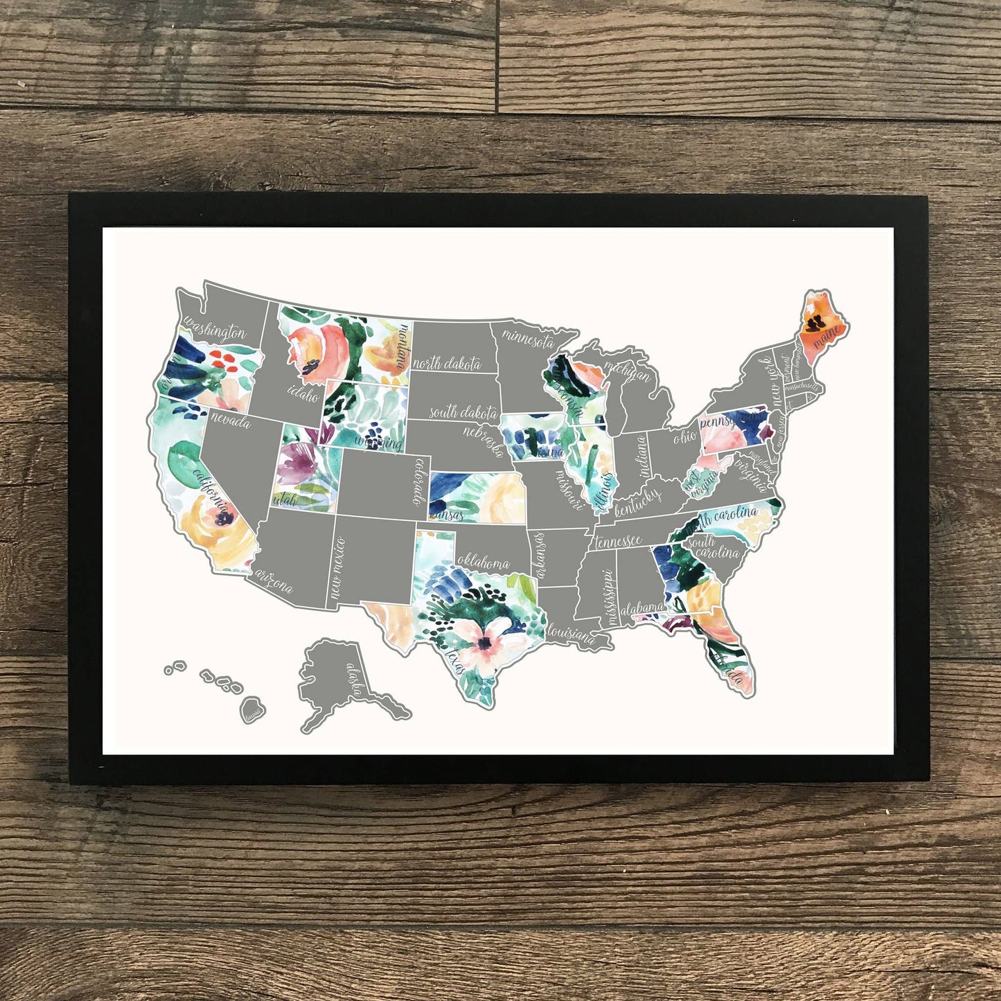 Floral US Scratch Off Map