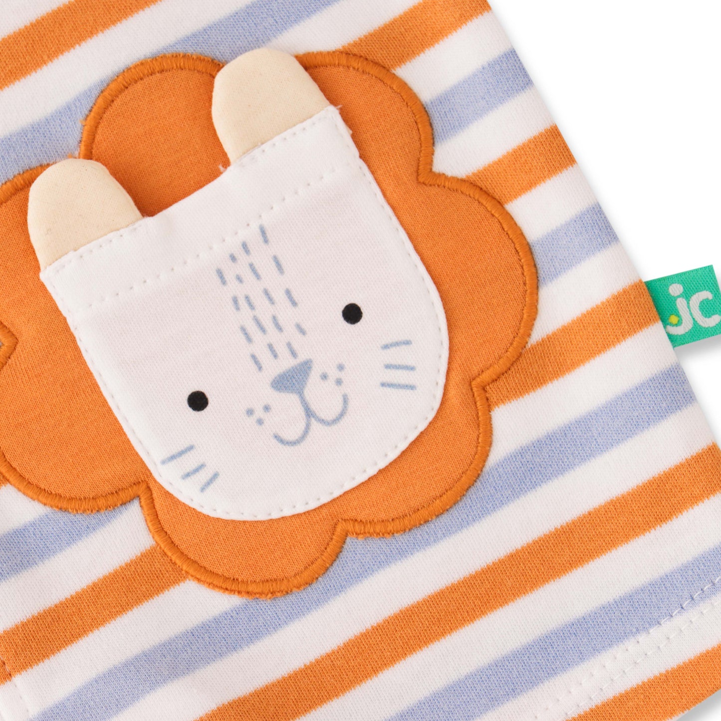 Organic Striped Lion Pocket Baby Romper – Sleeveless: 6-9 months