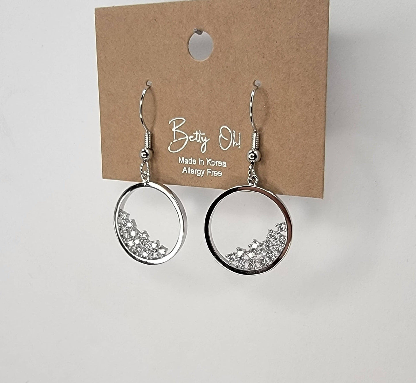 Circle Fill With Stones Hook Earring