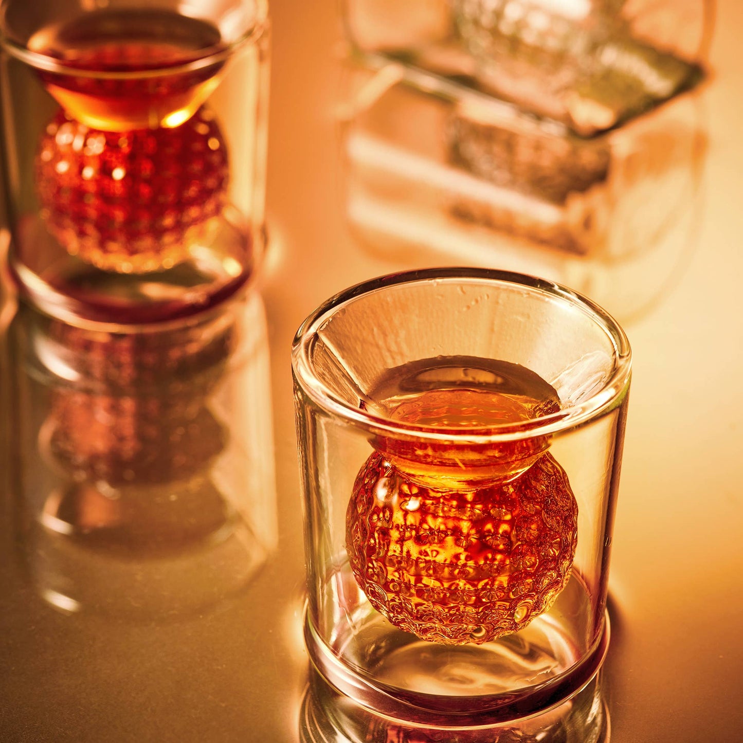 CRAFTGEN - Golf Ball Whiskey Shot Glasses Set of 4 - Golf Gifts for Men