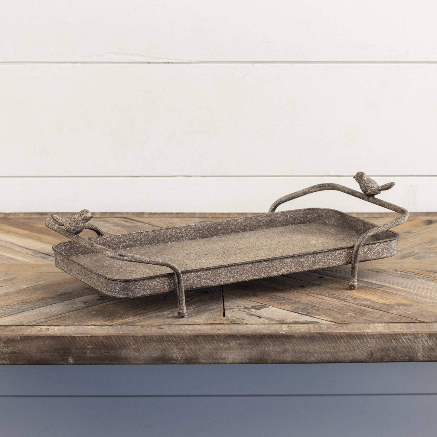 TWO HANDLE GARDEN TRAY W/ BIRDS