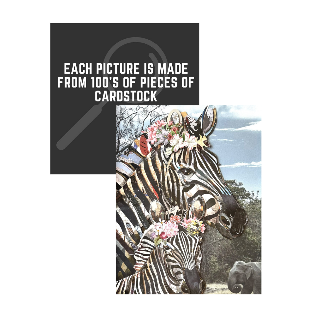 3D Collage Art | Zebras (30"x24")