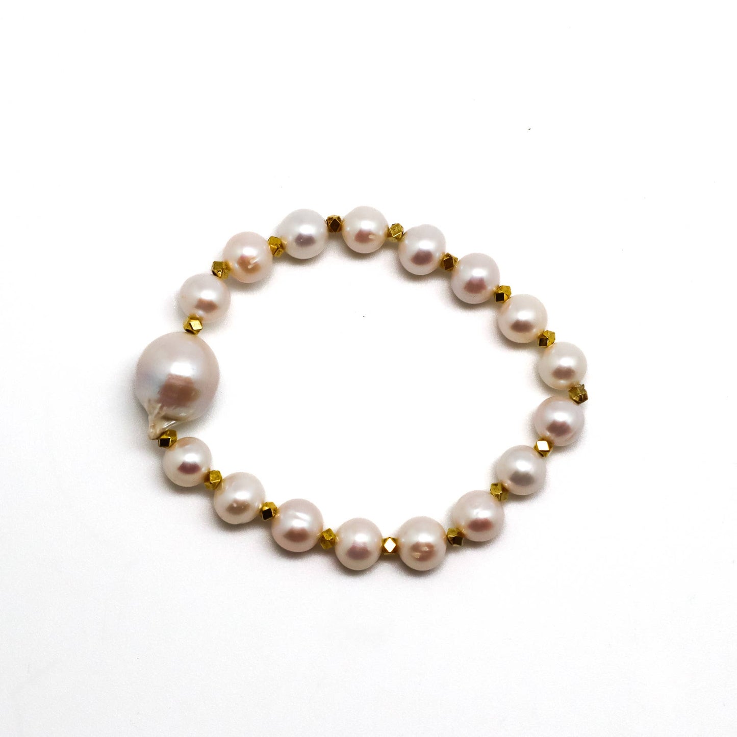 Bracelet Stretch Freshwater Pearl White w/Baroque Pearl