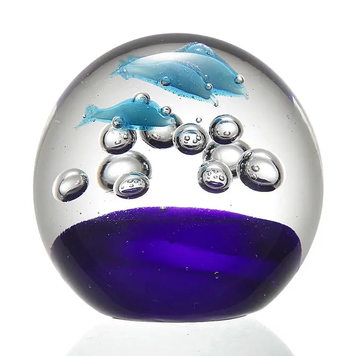 Art Glass Jumping Blue Dolphin