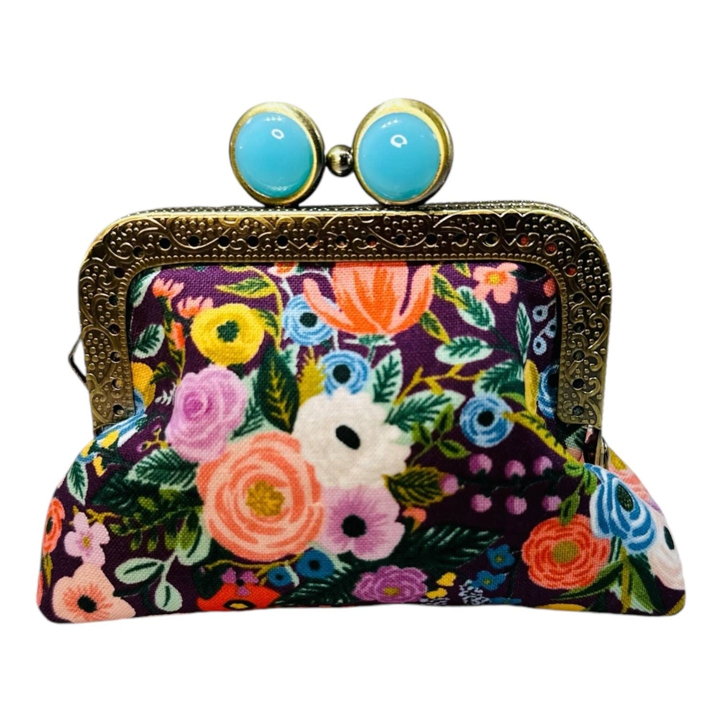 Mini Clutch Coin Purse - Petite Floral Plum