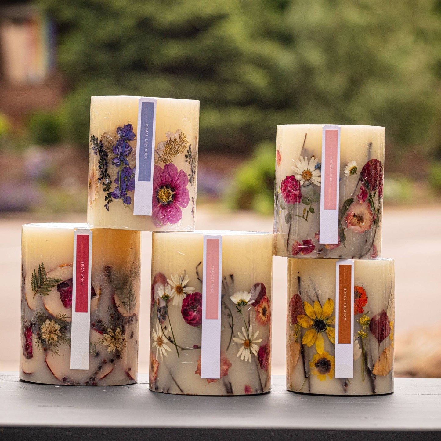 Apricot Rose Small Round Botanical Candle