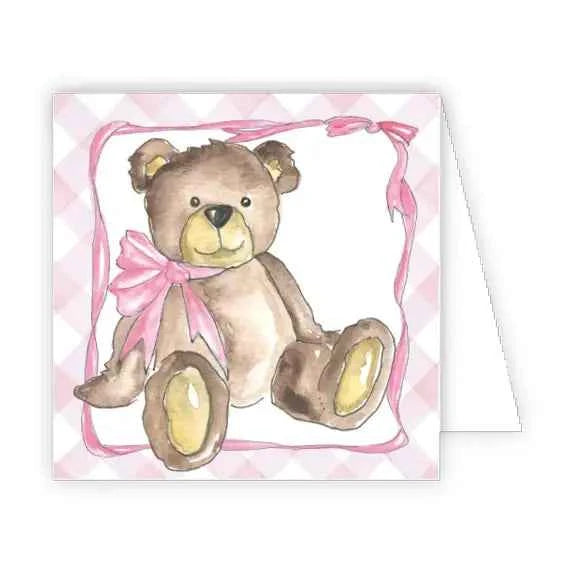 Pink Teddy Bear with Pink Bow Enclosure Card