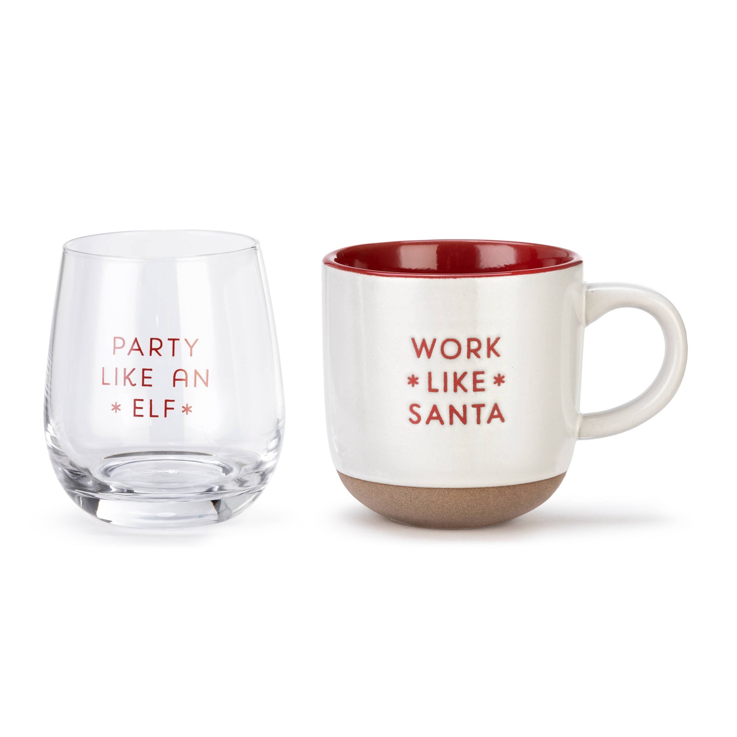 Mug and Glass Santa & Elf Set