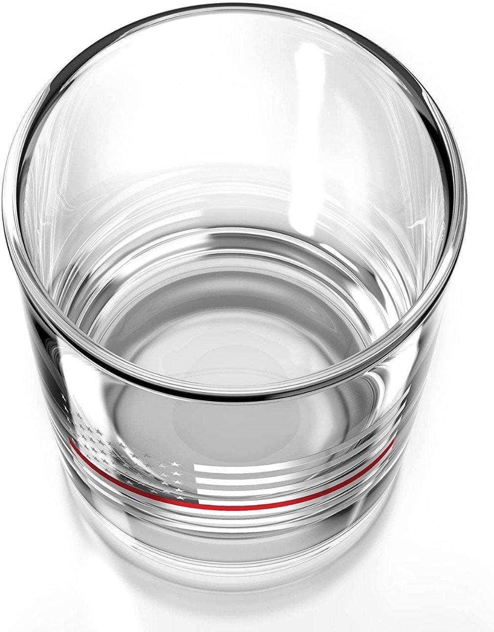 Thin Red Line Fire Fighter American Flag - Whiskey Glass