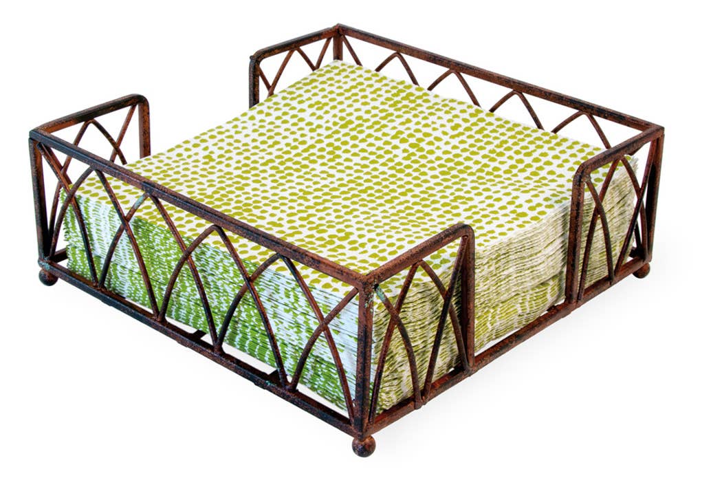 Paper Lunch Napkin Metal Caddy Arch Aged Chestnut