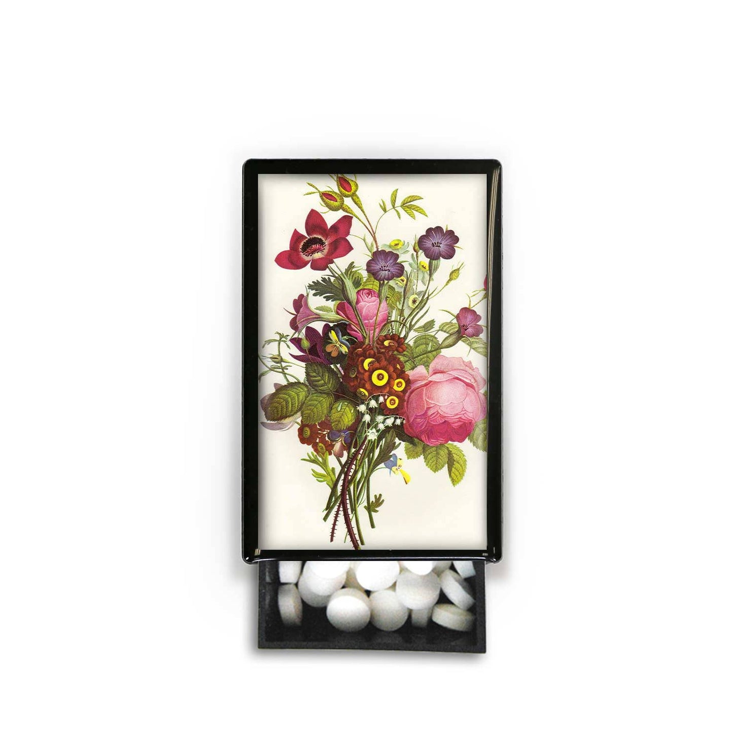 Vintage Botanical Cabbage Rose Pansy Jonqui l Slide Box