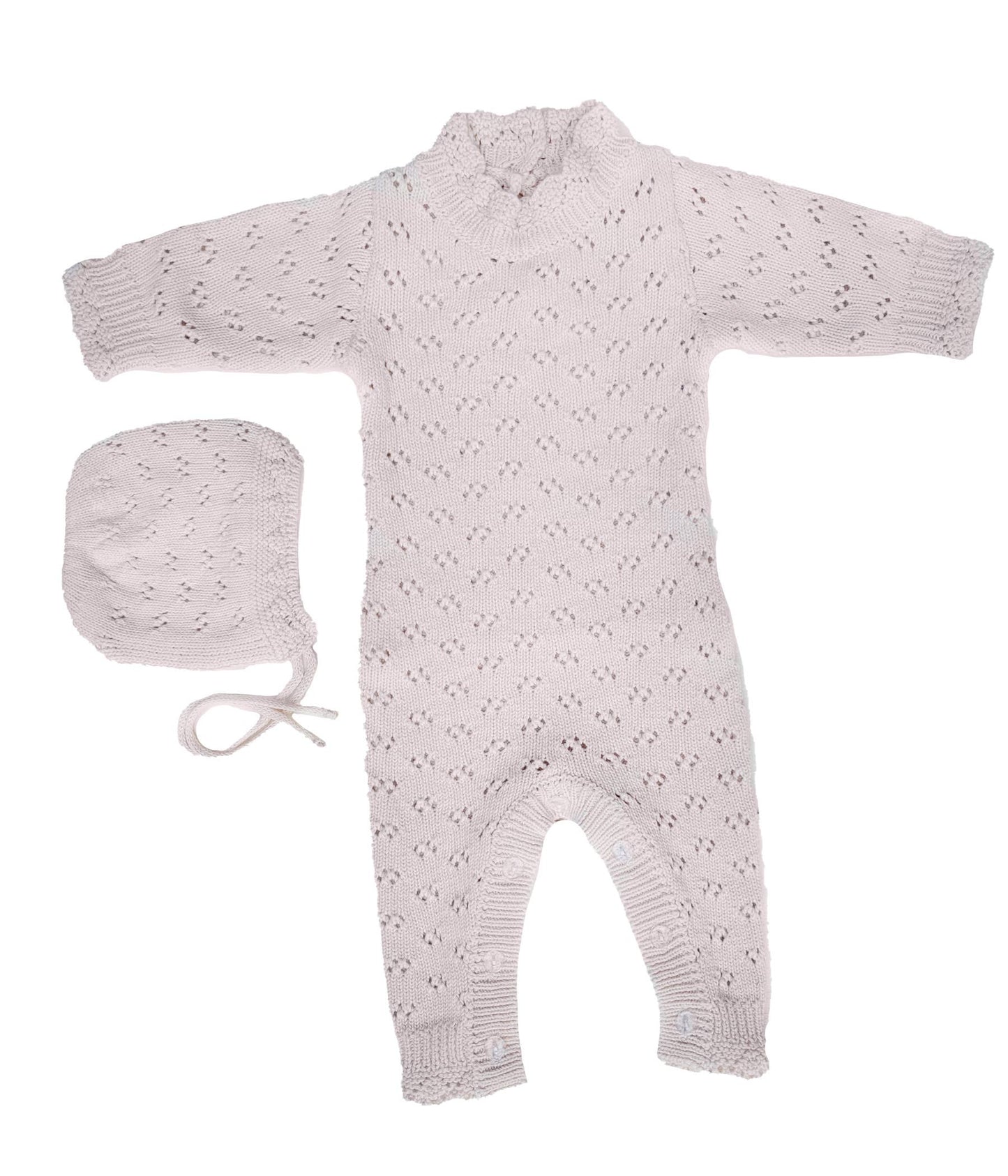 Grace Knitted Romper with Hat 2pc Set Apricot pink or Plum