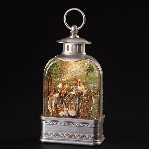 9.5" Nativity Silver Snow Globe