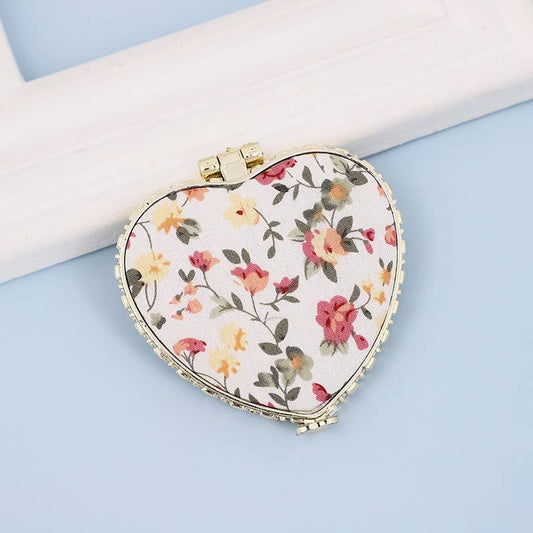 ESPEJO FLORAL DE MANO COMPACTO DE BOLSILLO DE VIAJE