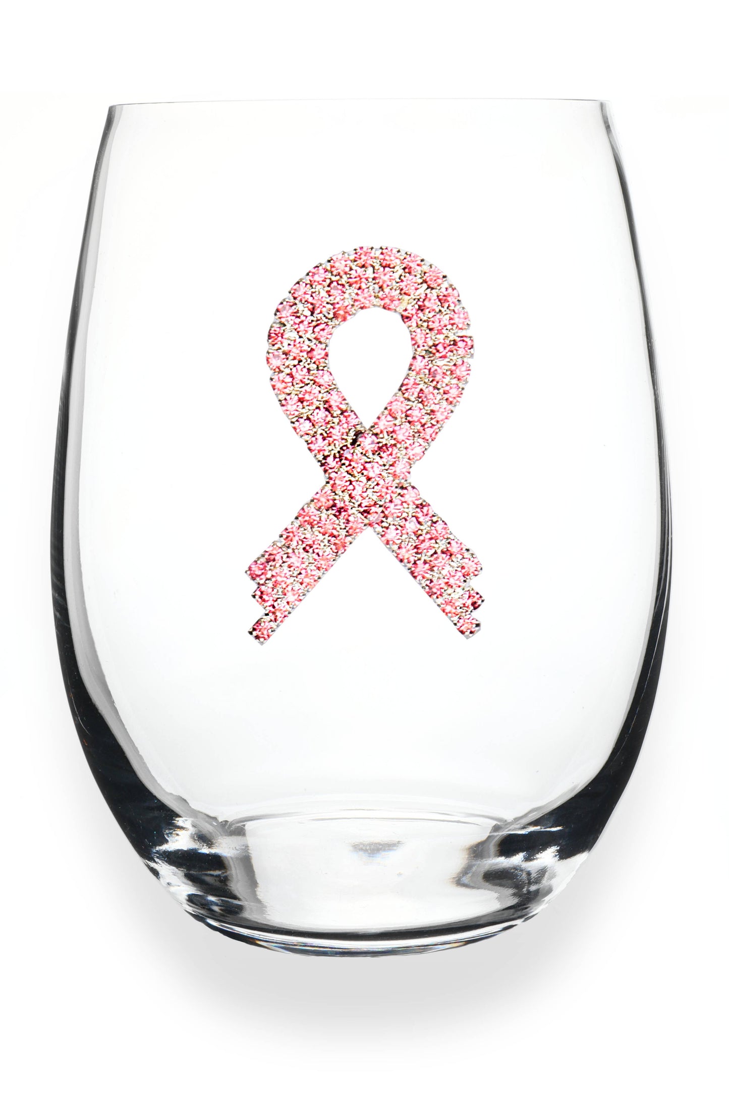 Pink Ribbon Jewel Wine Glass