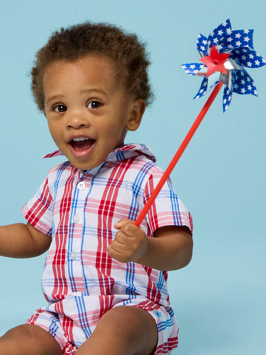 Baby Boys Lincoln Plaid Short Sleeve Woven Button-Up Romper
: Multi-Color / 6-12m