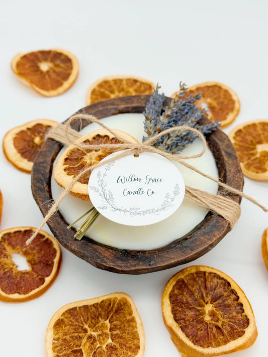 Summer Citrus Mini Round Dough Candle: Natural Stain