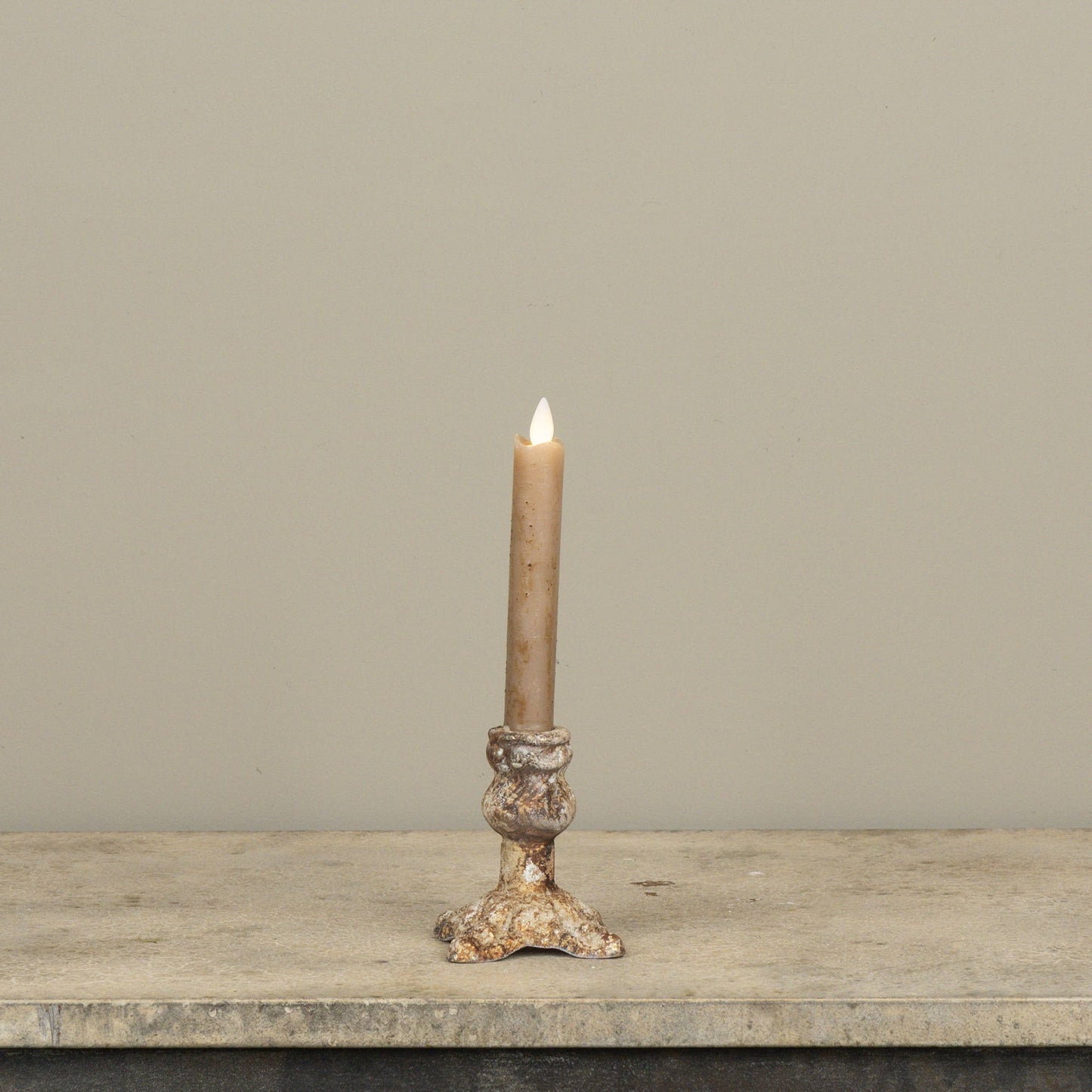 3.75" AGED FOOTED TAPER CANDLE HOLDER