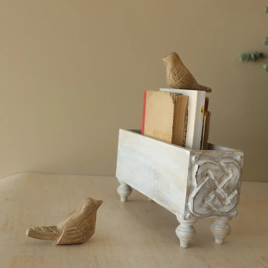 Vennie Wood Carved Decorative Bird Figures, Set Of 2