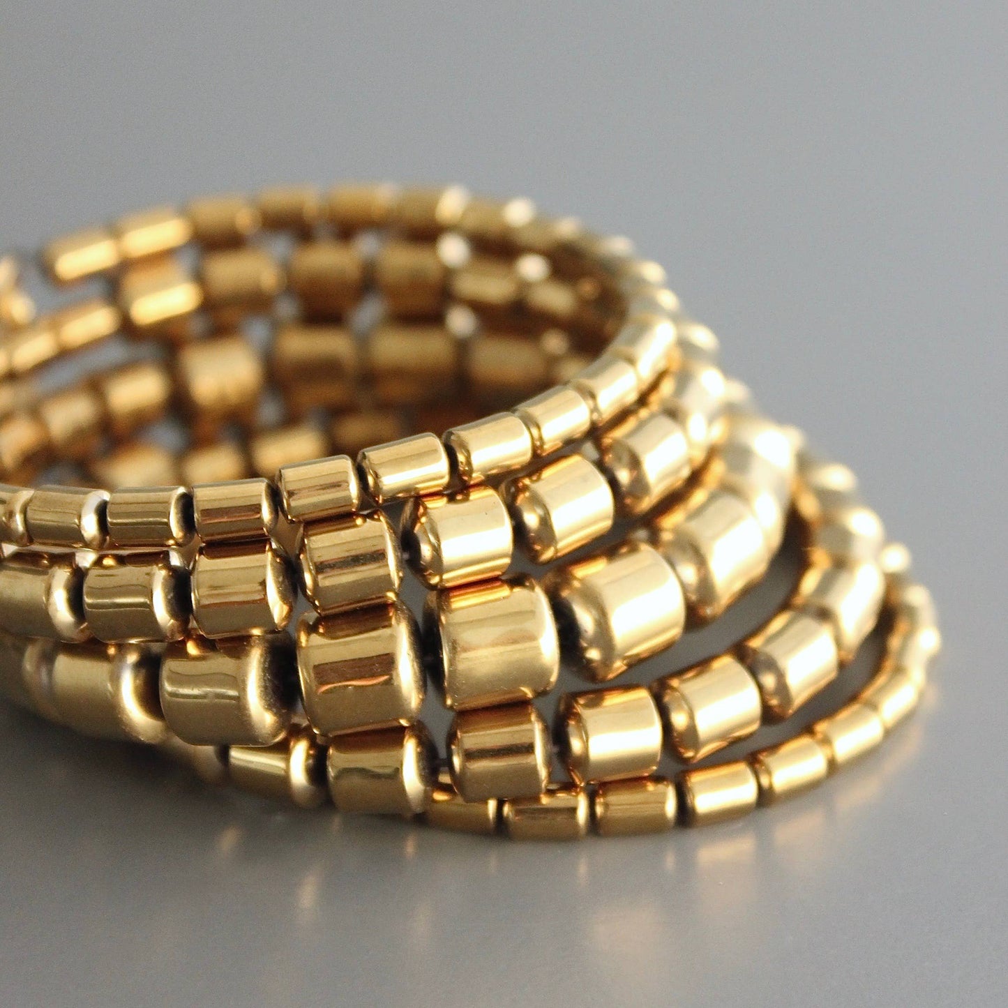 Gold plated hematite wrap bracelet