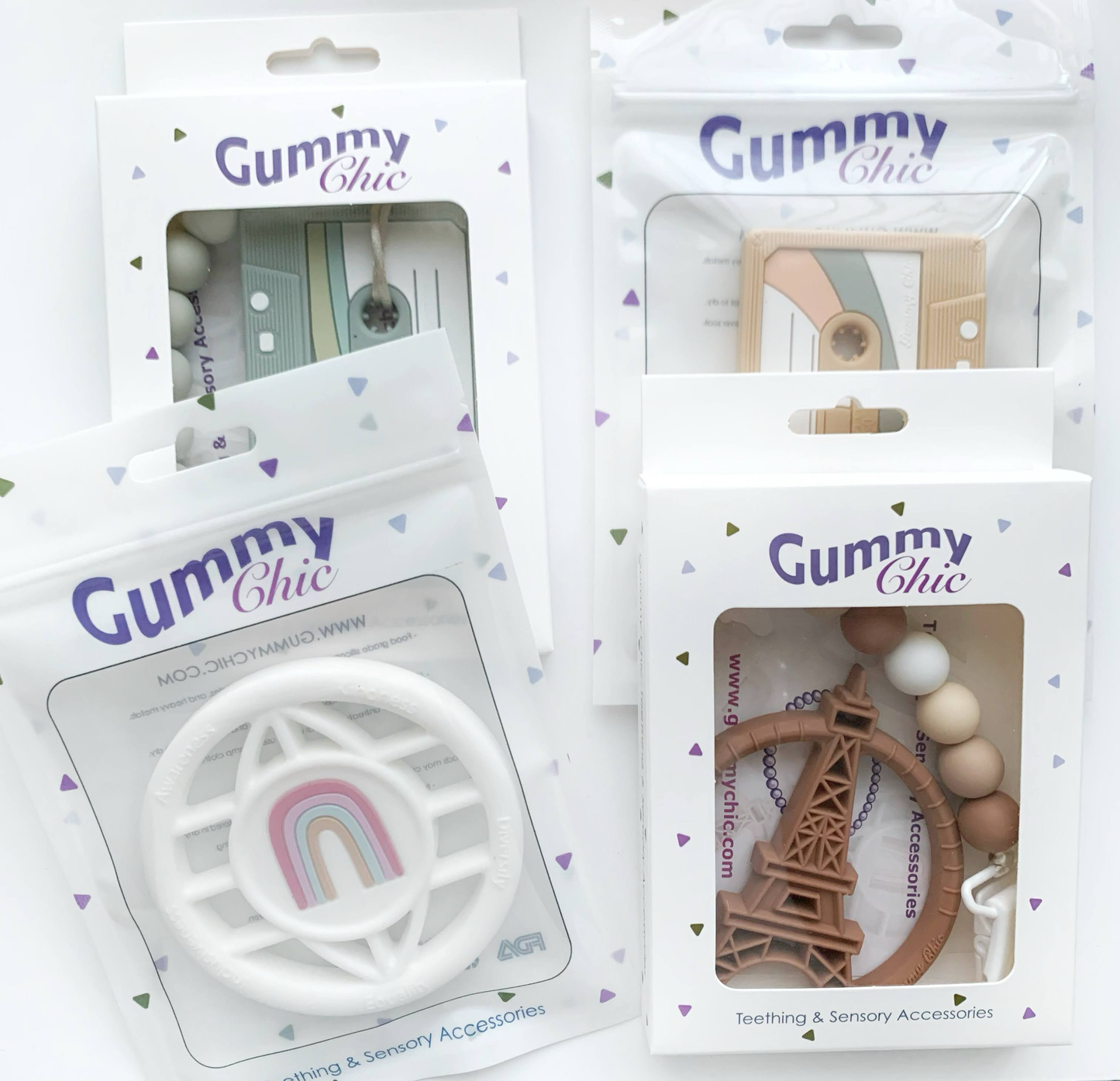 Neutral Beige Silicone Beaded Pacifier Clip