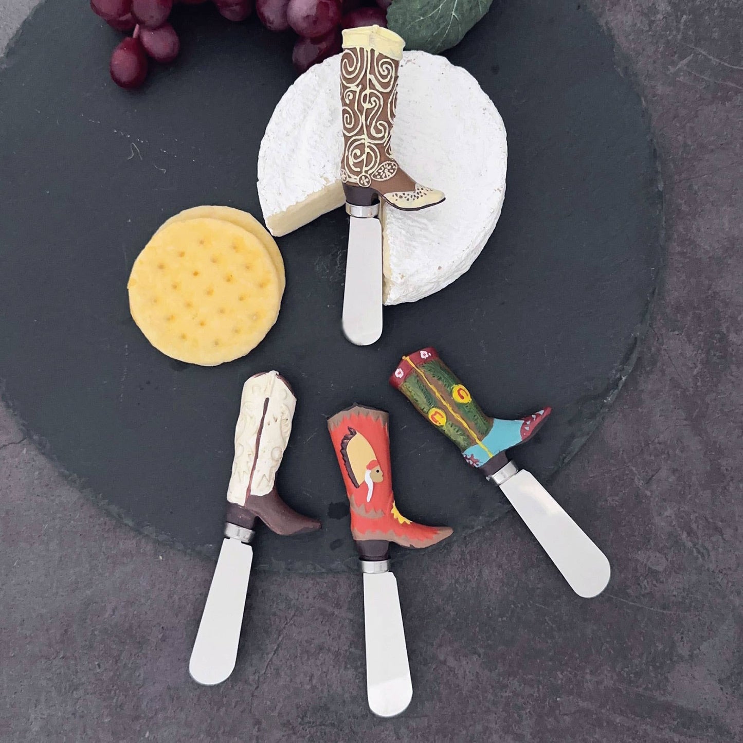 4-Piece Boots Polyresin Cheese Spreader