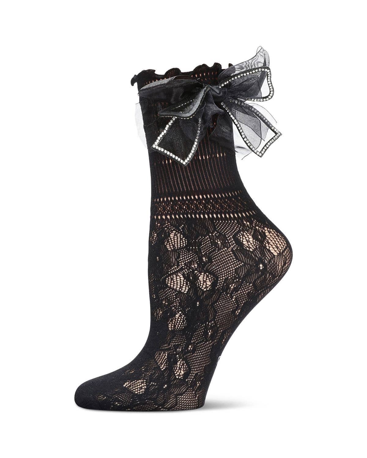 Rhinestone Bow Net Crew