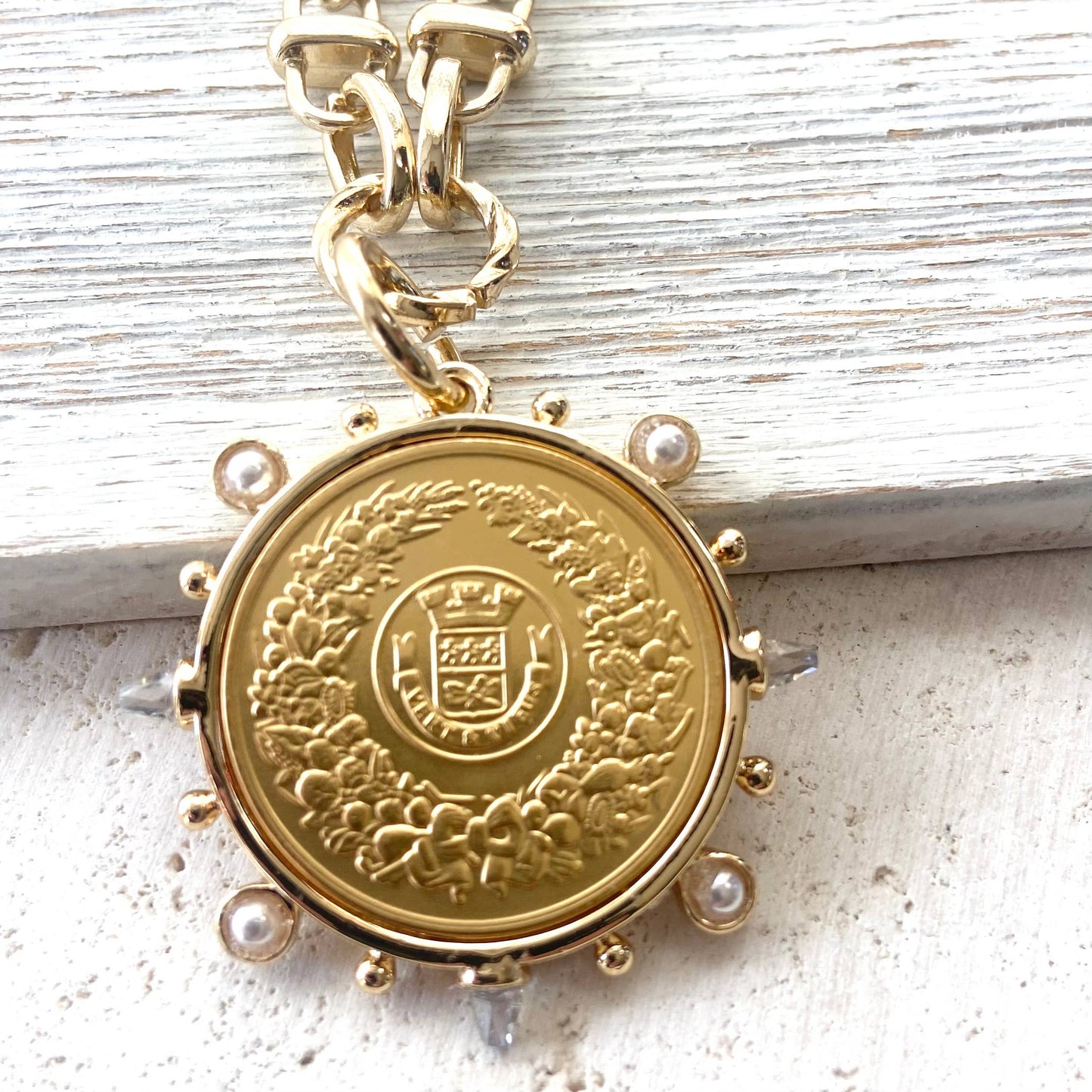 French Coin jewelry fresh water pearl necklace