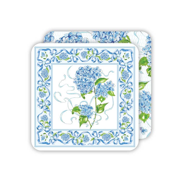 Garden Party Blue Hydrangea Square Coaster -RosanneBeck Collections