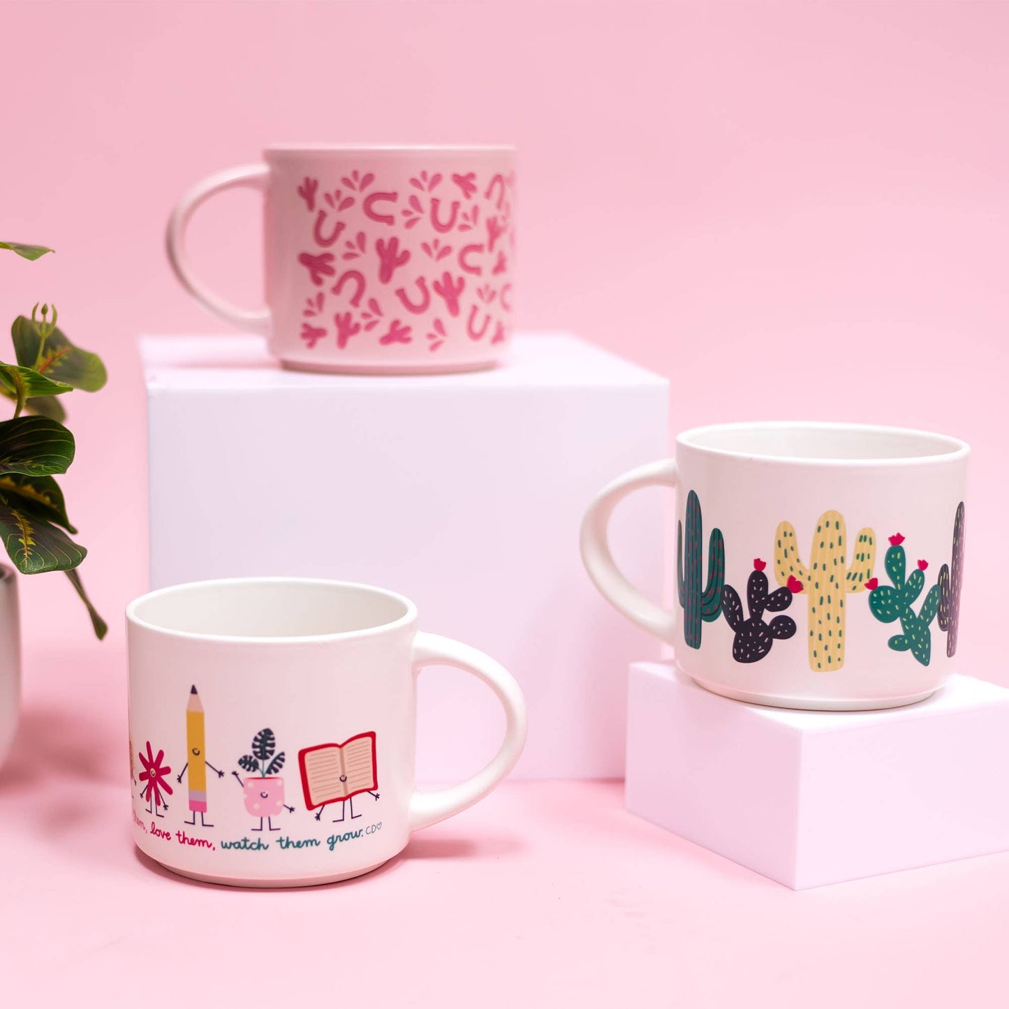 Cacti Ceramic Mug - Cream