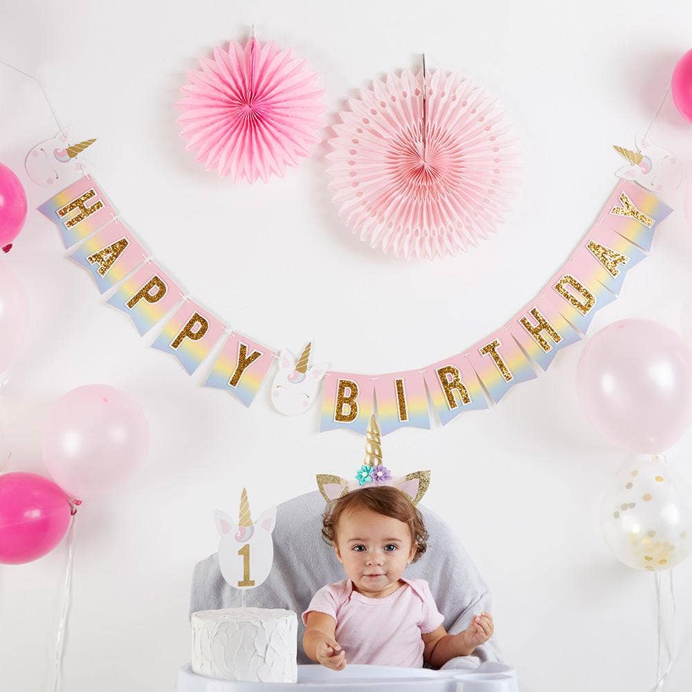 Gold Glitter Unicorn Happy Birthday Party Décor Kit