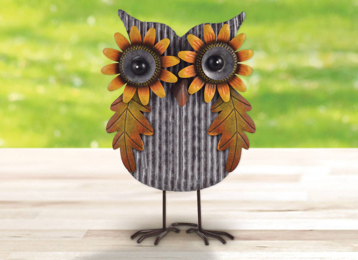 Metal Sunflower Owl 16"