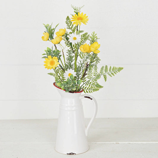 18in Bush-Yellow and White Daisy with Ferns