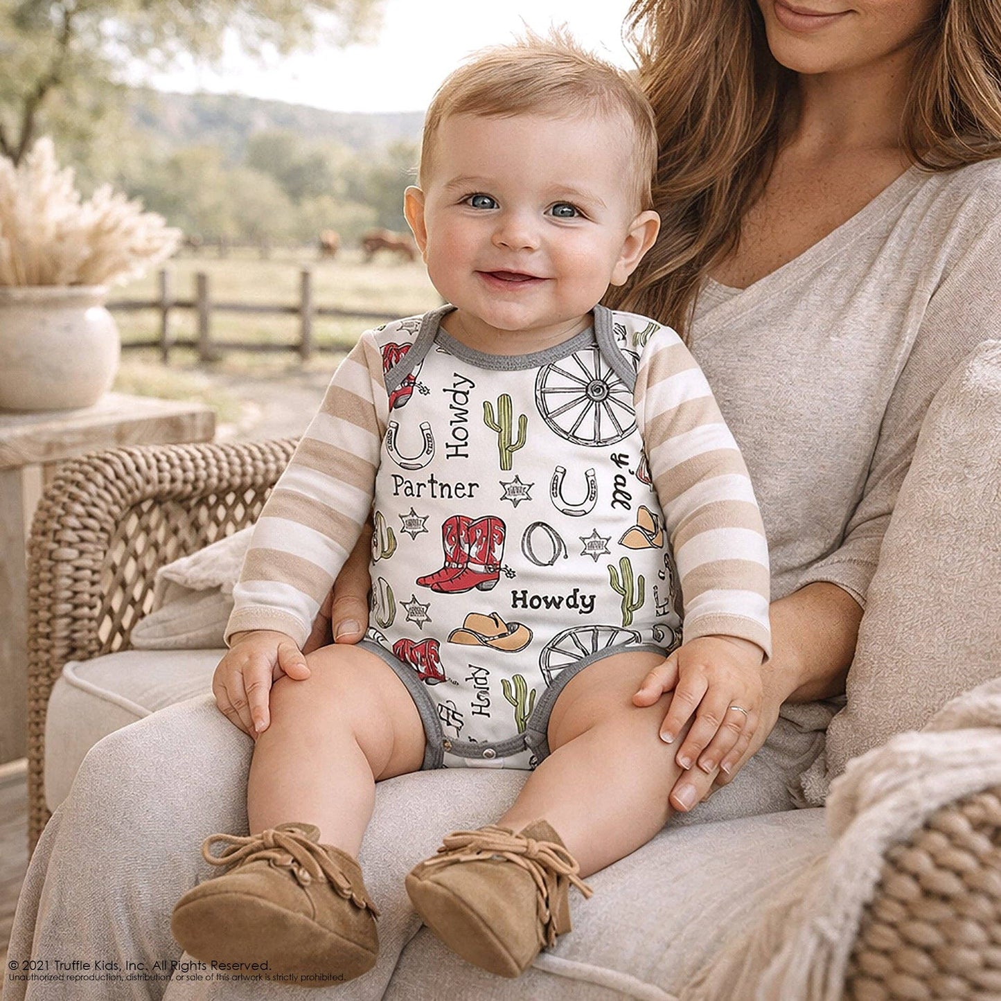 Howdy Partner Baby Bodysuit – Western Cowboy: 6-12M