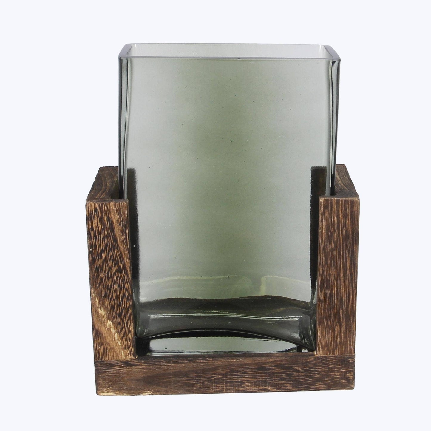 Glass Tabletop Vase with Wood Base