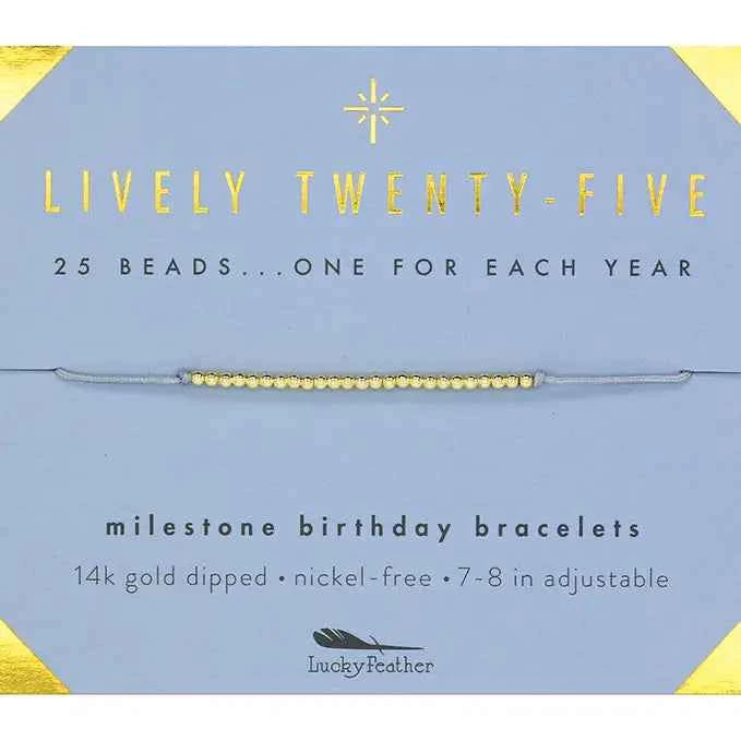 25th Milestone Birthday Bracelet - A Bead For Each Year