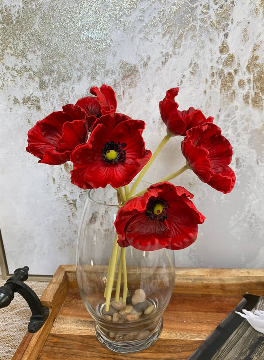11" Real Touch Poppy-6 stems per bundle