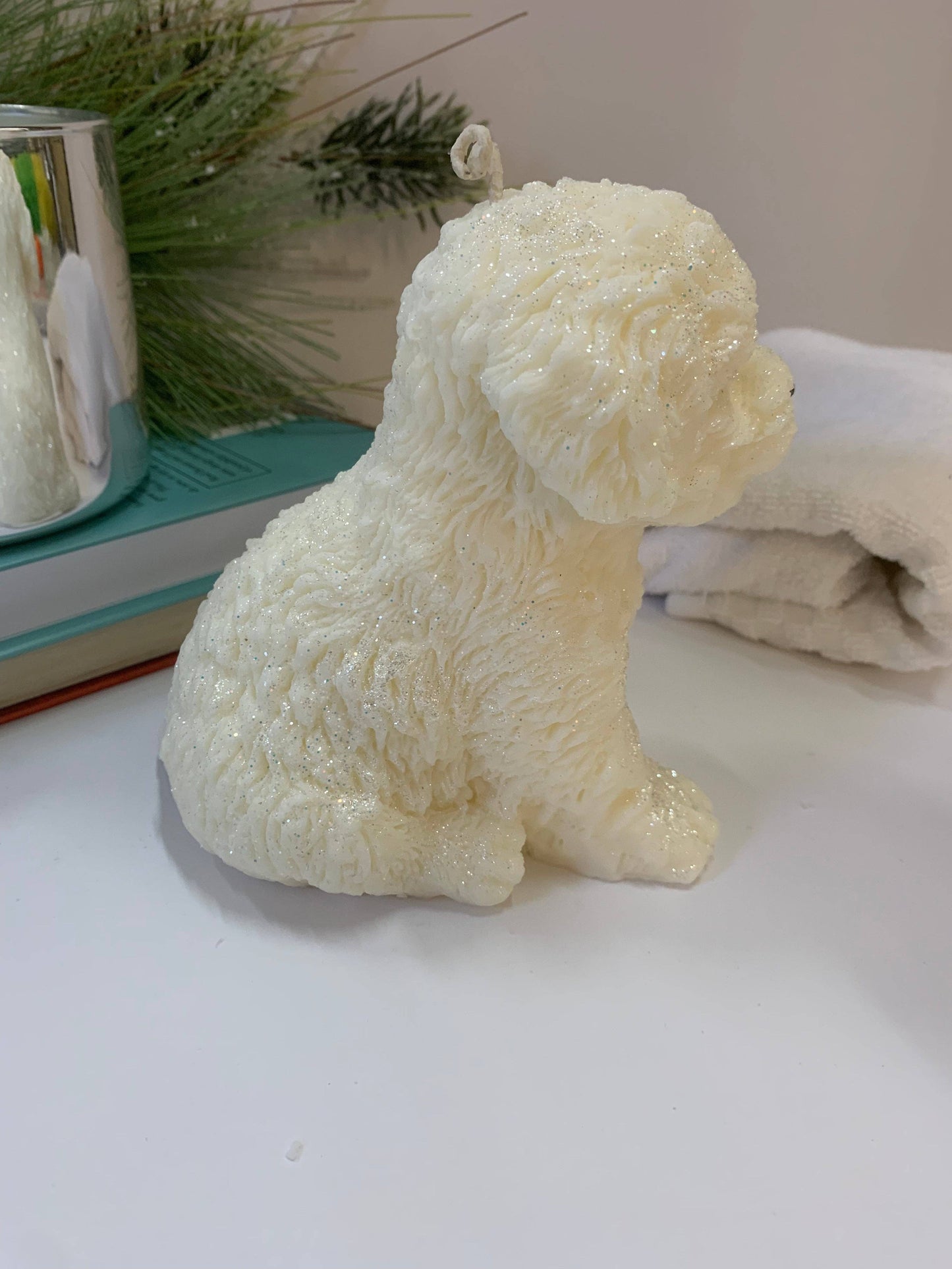Little White Puppy Candle