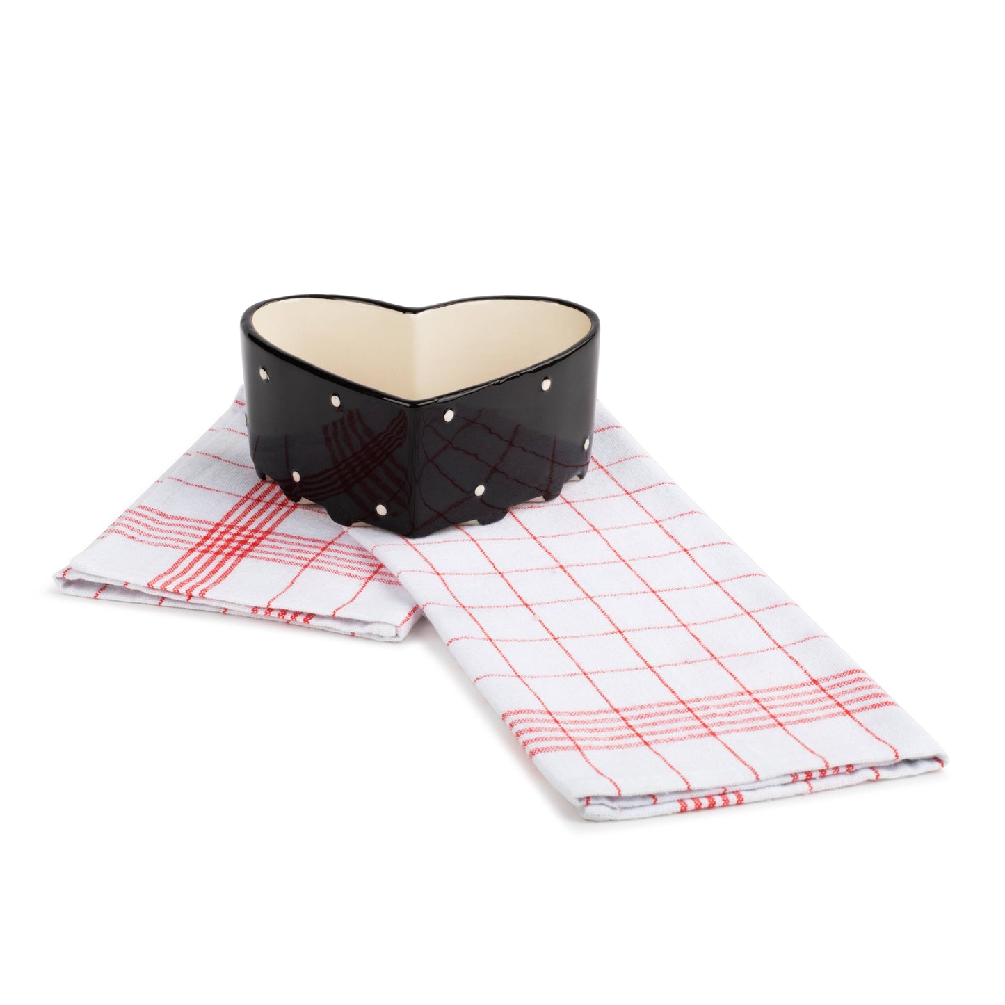 Heart Pan w/ Towel Set Red Stripes