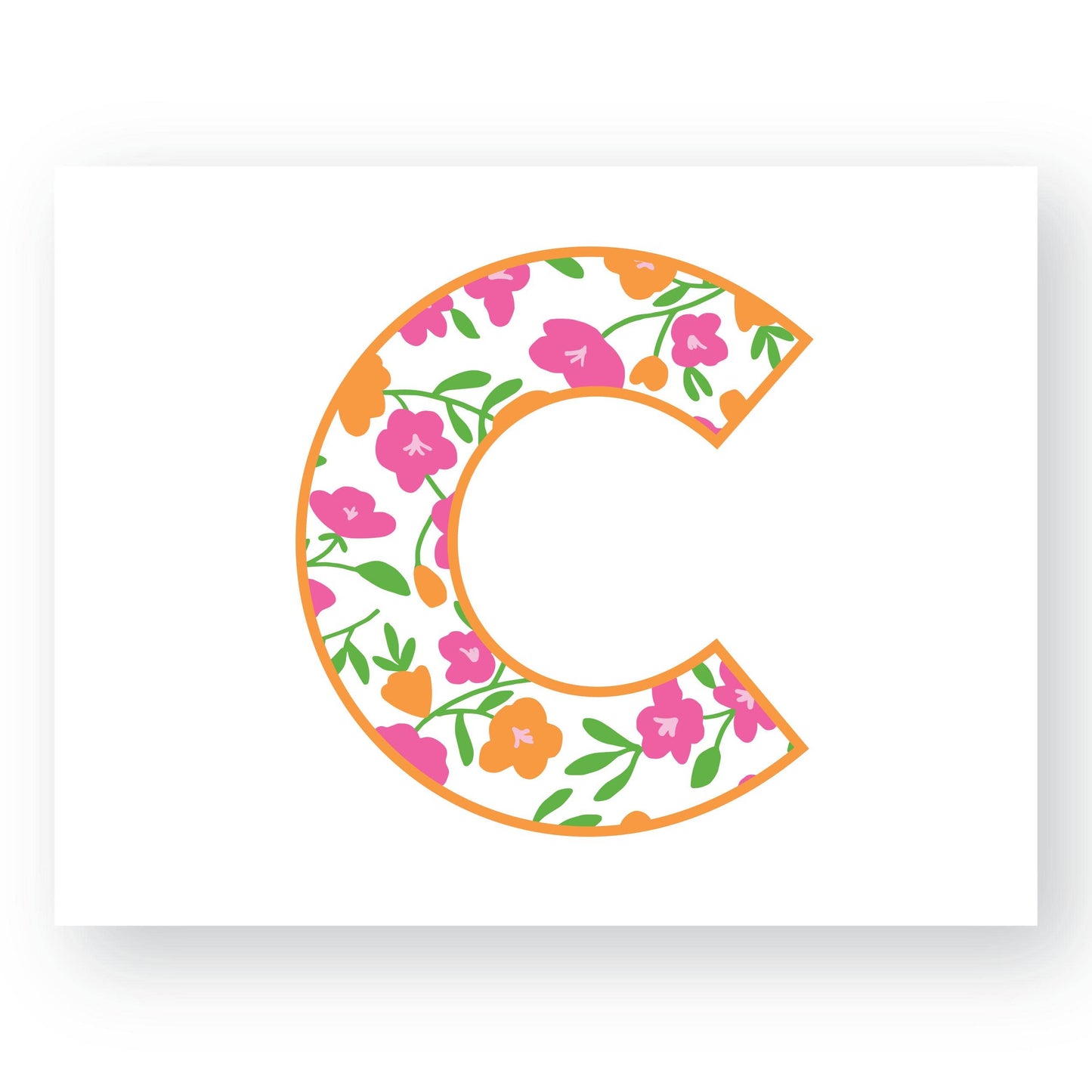 FLORAL INITIAL FOLDOVERS: PINK AND ORANGE FLORAL / N