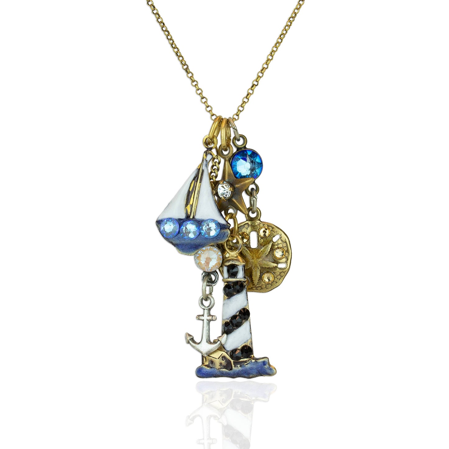 Leading Light Crystal Lighthouse Jumble Charm Necklace