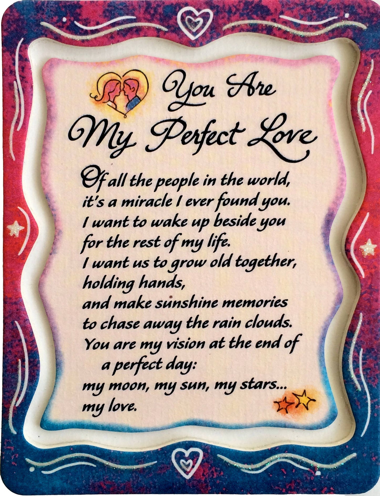 Miniature easel print featuring heartfelt poem, "YOU ARE MY PERFECT LOVE," perfect for gifting or décor.
