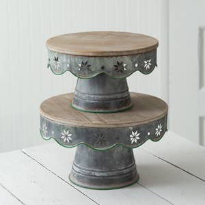 Set of Two Snowflake Dessert Stands