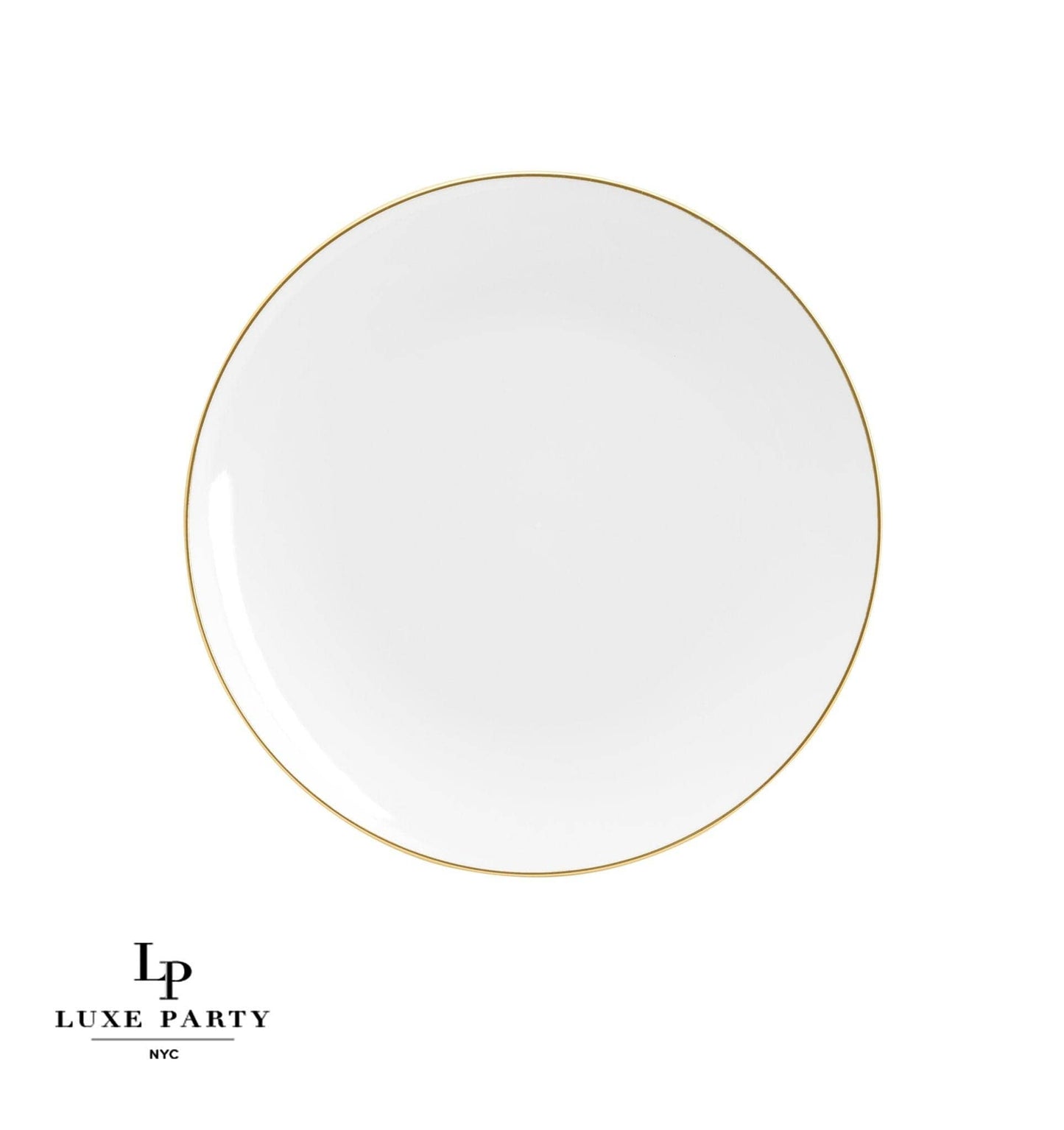Platos redondos de plástico blanco y dorado | Paquete de 10