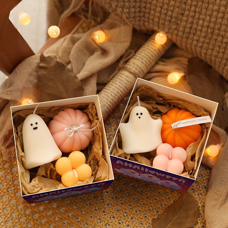 Velas Meta - Caja de regalo con velas perfumadas de fantasmas de Halloween CM023