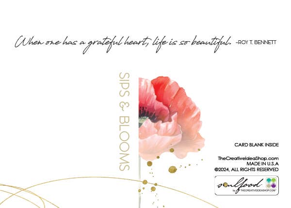 TEA GREETING Card with REAL TEA BAG - Gratitude Sips Blooms