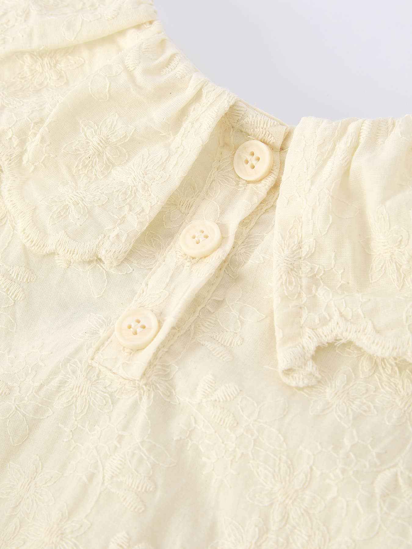 Long-Sleeved Embroidered Baby Doll Collar Dress: 18M / Dress