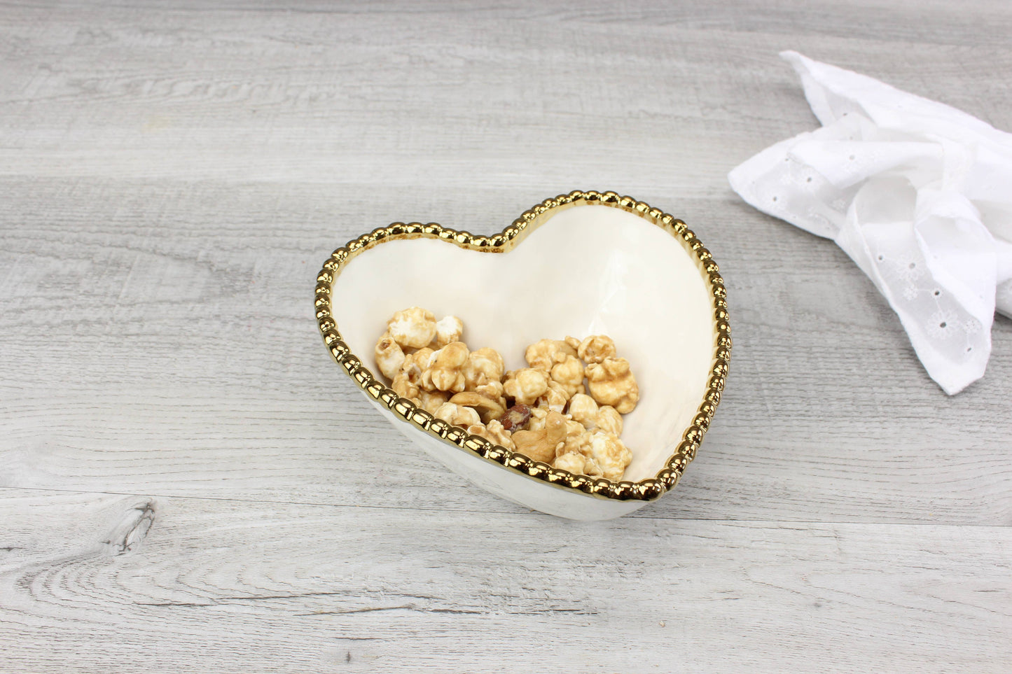 Pampa Bay - Heart Bowl White with Gold Trim