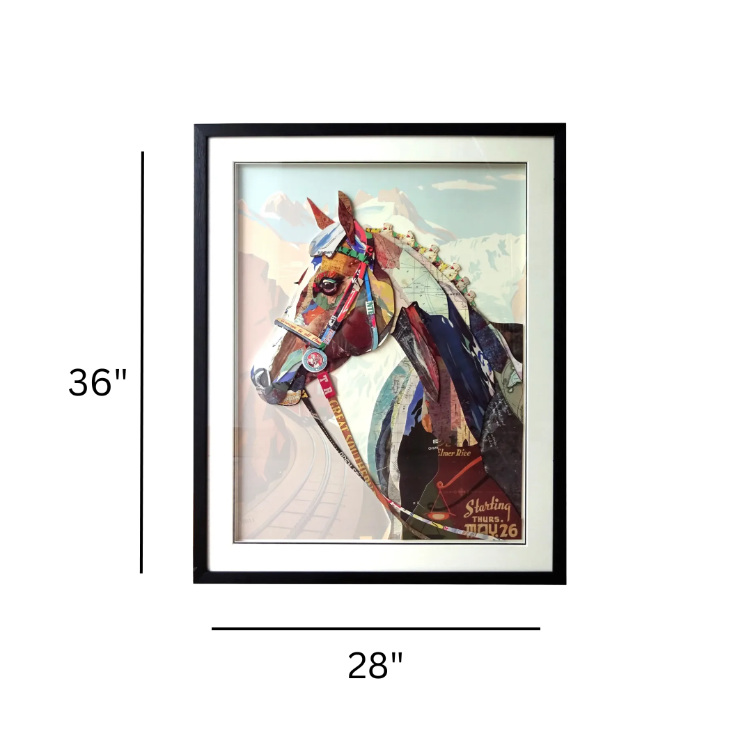 3D Collage Art | Horse w/Bridle (36"x28")